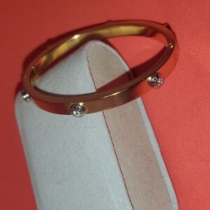Henri Bendel ELEGANT Miss Bendel Petite Small yellow Gold Rivet  Bangle Bracelet
